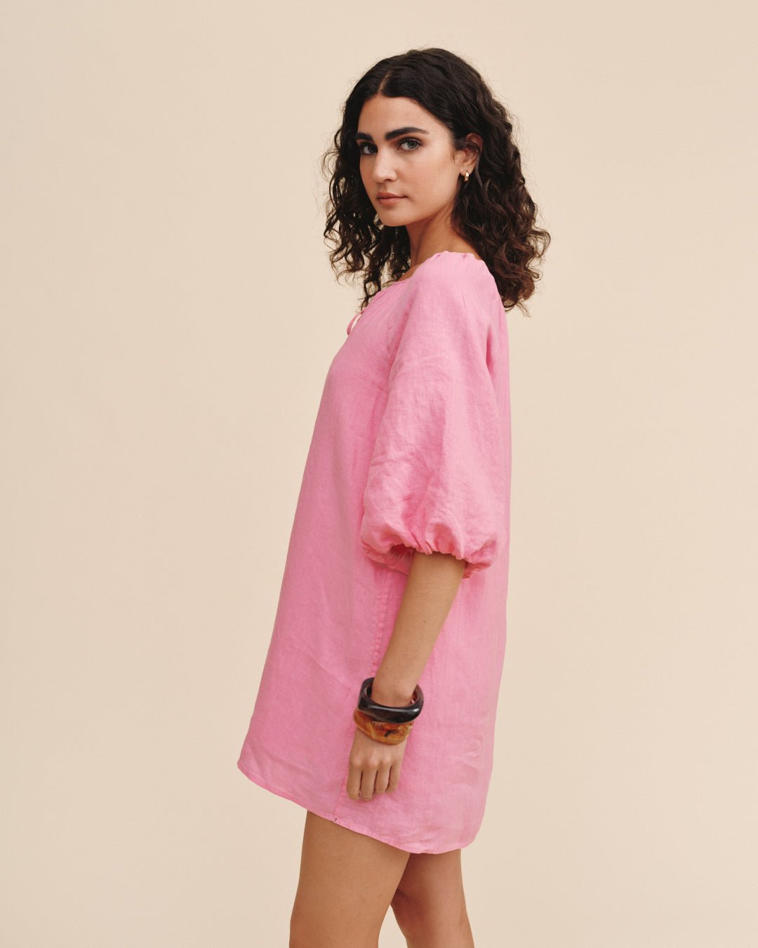 Bella Dahl Pullover Puff Sleeve Dress - Rose Bush