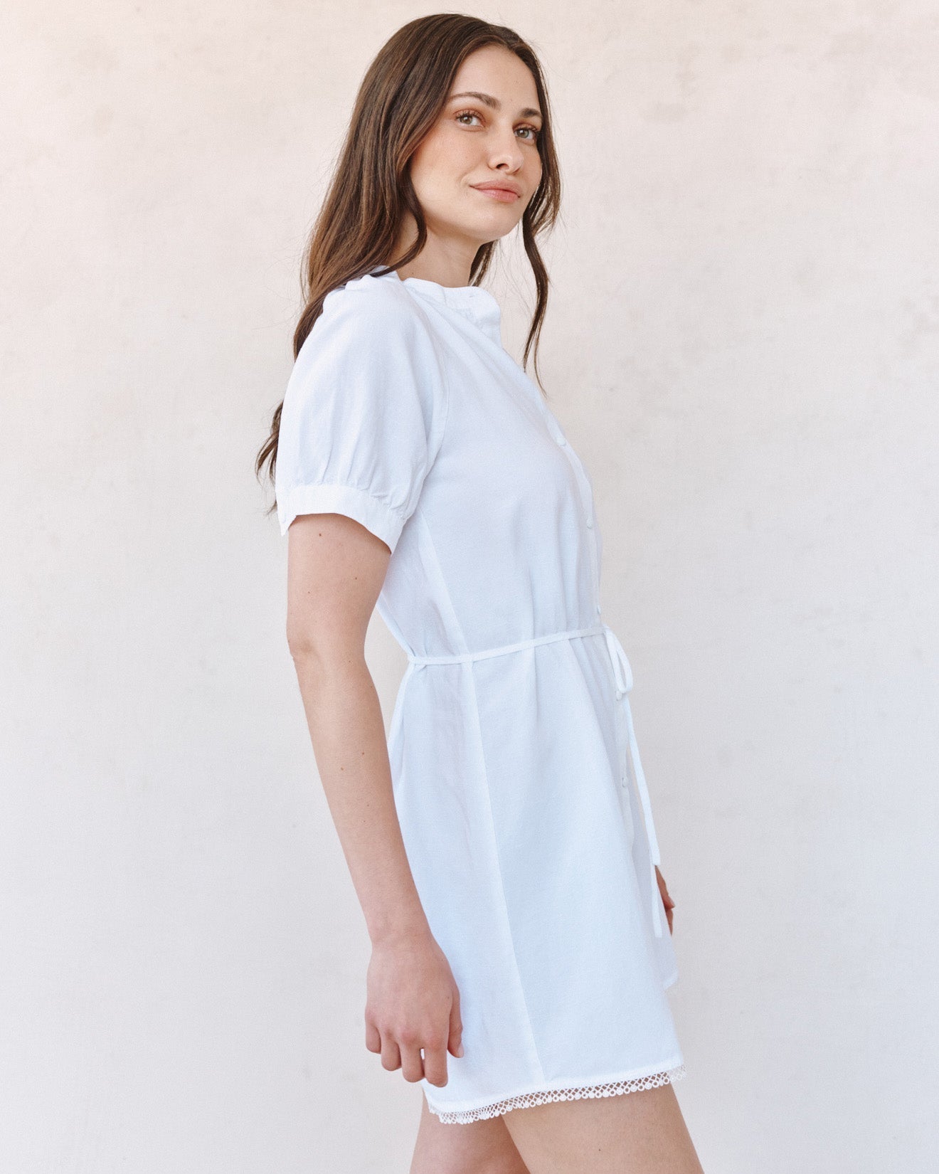Bella Dahl Short Sleeve Raglan Mini Dress - White