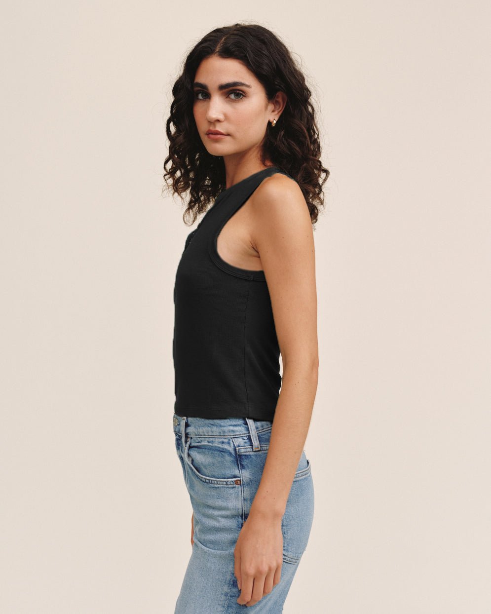 Bella Dahl Sleeveless Placket Top - Black