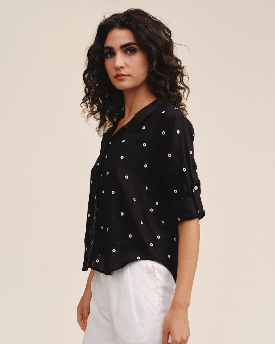 Bella Dahl Drop Collar Boxy Button Down - Cabana Dot