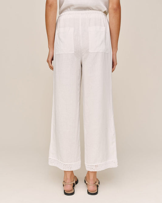 Bella Dahl Crochet Edge Pant - Ivory Sand