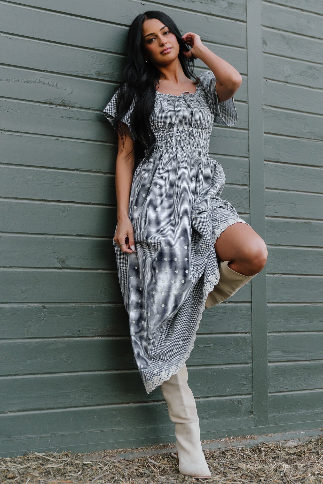 Reyna Midi Dress | Baltic Born Black + White Gingham
