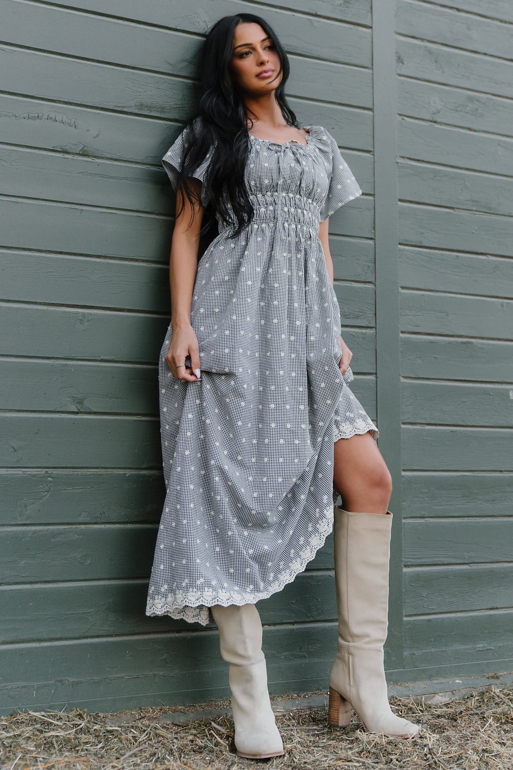 Reyna Midi Dress | Baltic Born Black + White Gingham