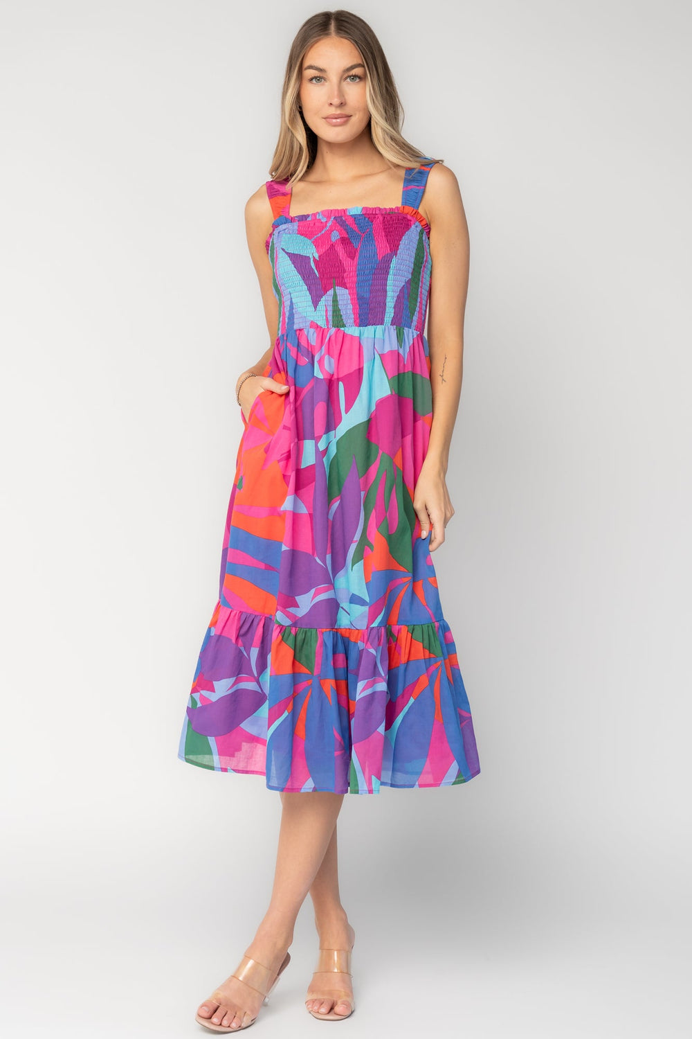Cruz Smocked Midi Dress | Baltic Born Multi Print