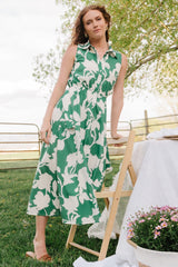 Tatum Button Down Dress | Baltic Born Green + Off White
