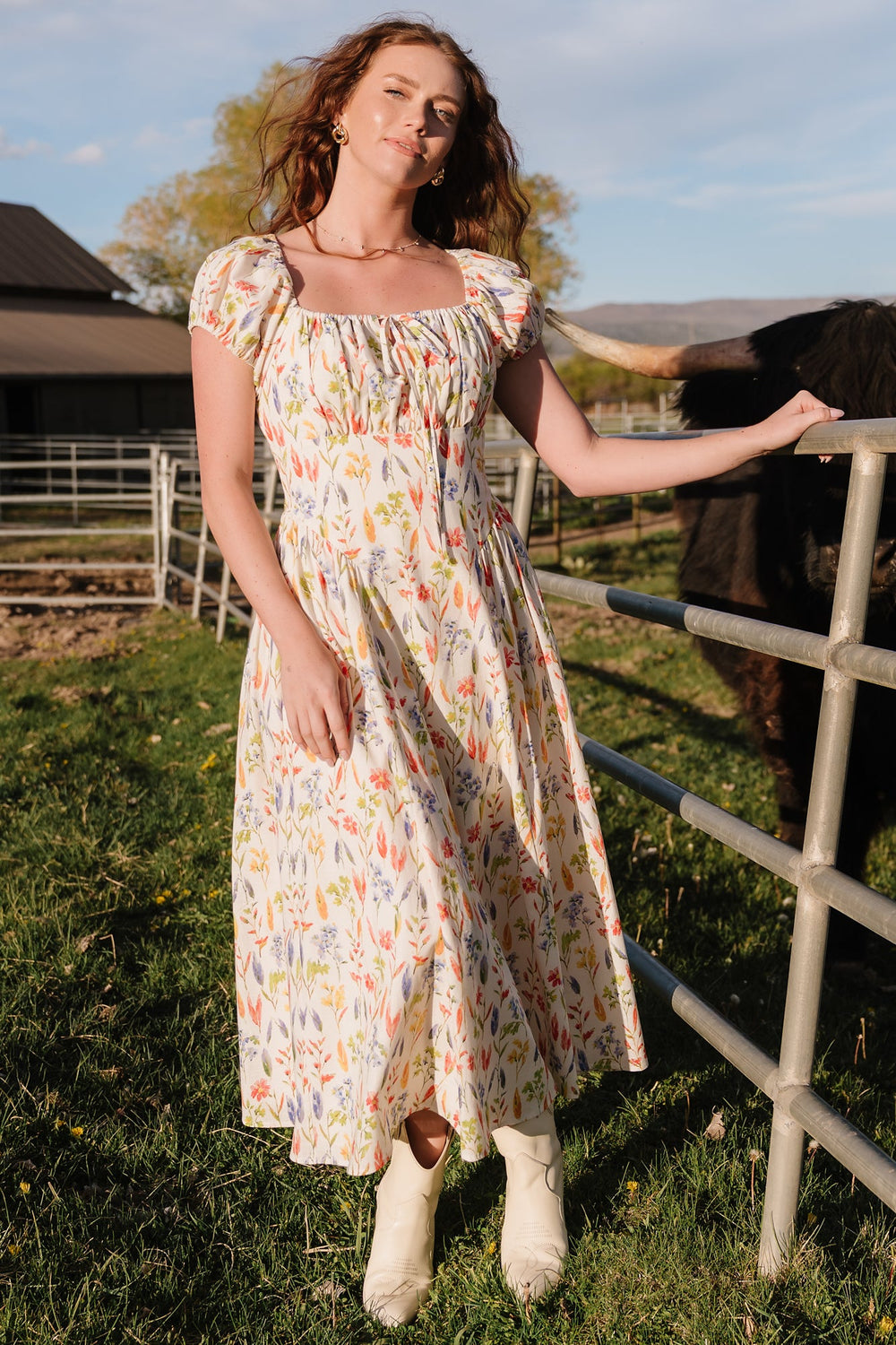 Kendall Midi Dress | Baltic Born Cream Multi Floral