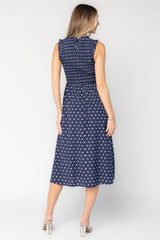 Alex Smocked Midi Dress | Baltic Born Navy Dot