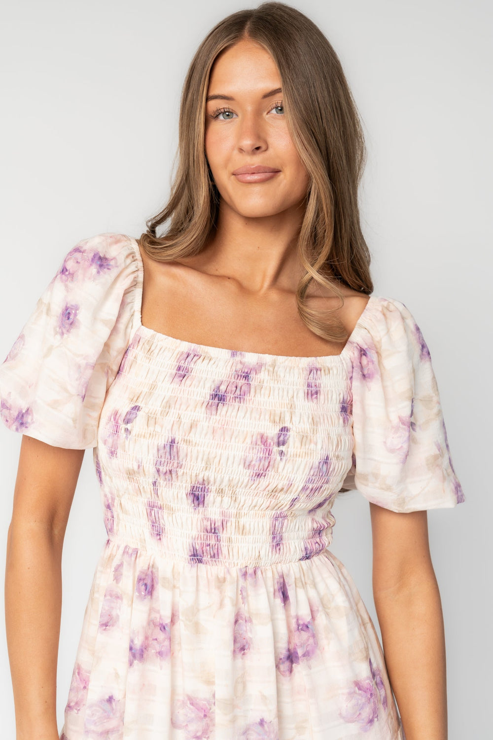 Mattea Smocked Midi Dress | Baltic Born Lavender Floral