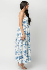 Celia Midi Dress | Baltic Born White + Blue Floral