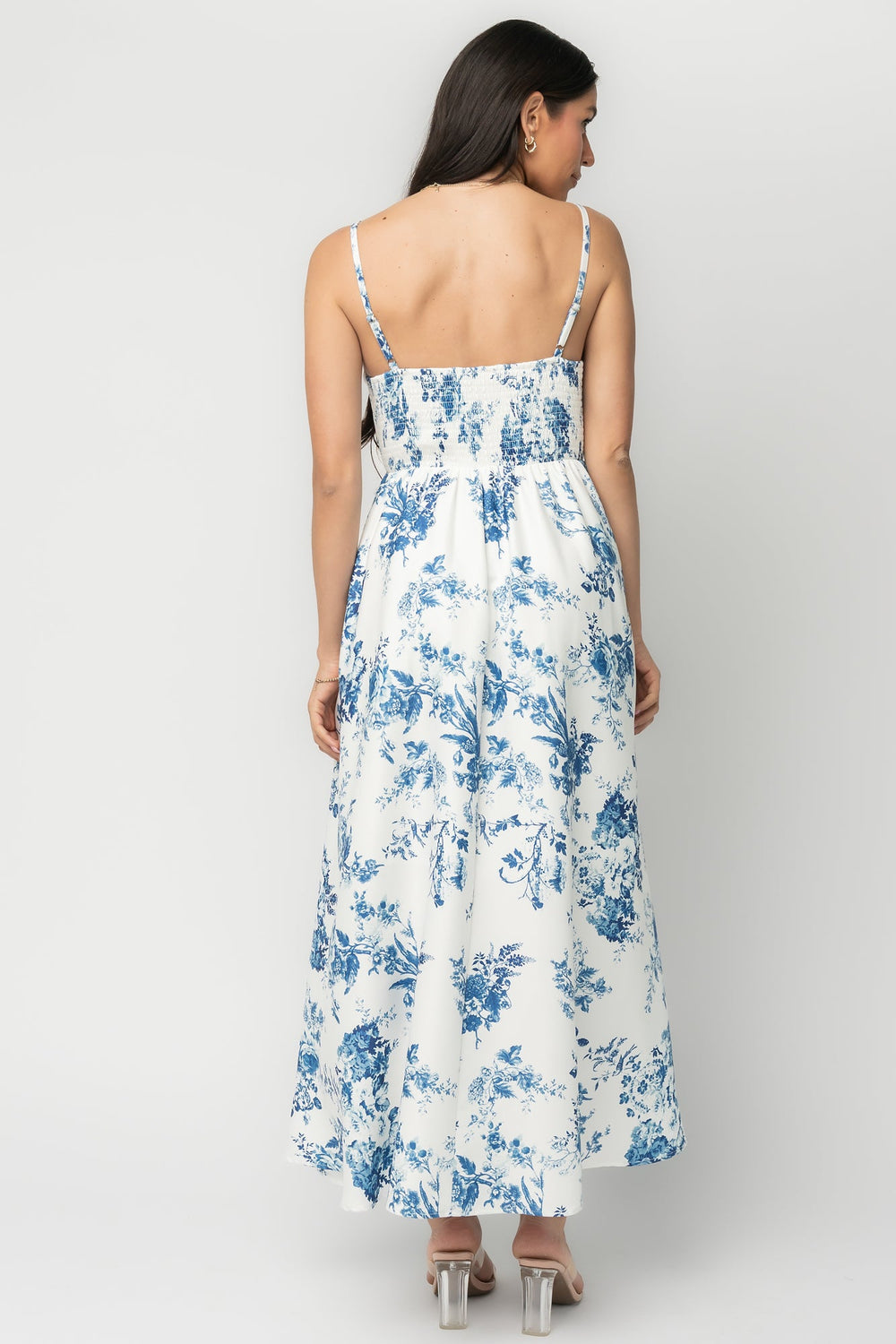 Celia Midi Dress | Baltic Born White + Blue Floral