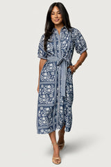 Karla Midi Dress | Baltic Born Deep Slate + White Floral