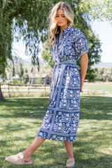 Karla Midi Dress | Baltic Born Deep Slate + White Floral