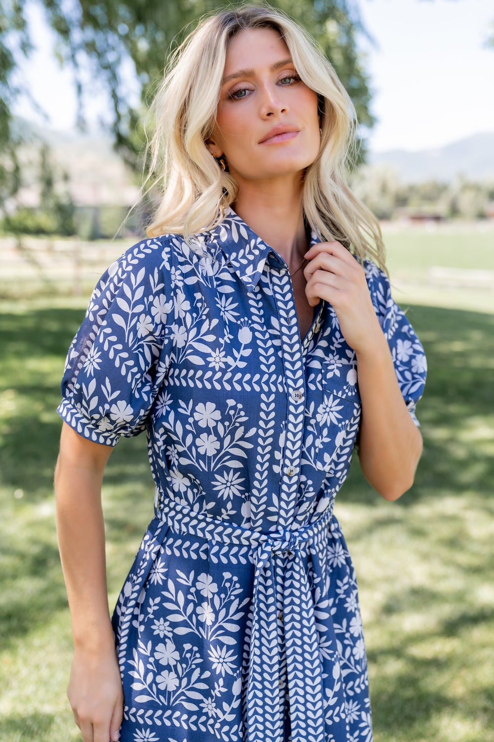 Karla Midi Dress | Baltic Born Deep Slate + White Floral