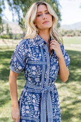 Karla Midi Dress | Baltic Born Deep Slate + White Floral