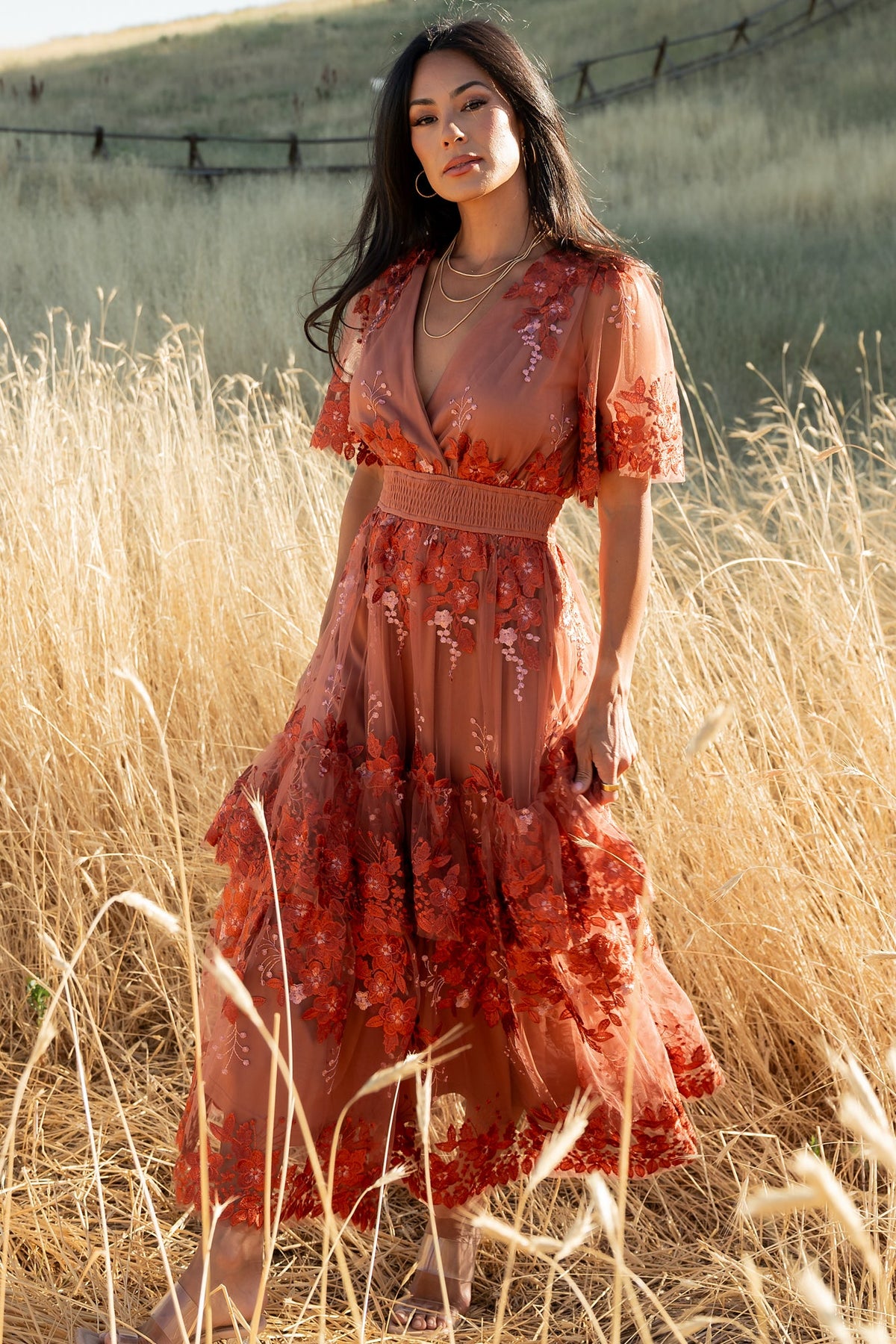 Lotte Embroidered Midi Dress | Baltic Born Rust