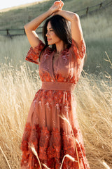 Lotte Embroidered Midi Dress | Baltic Born Rust