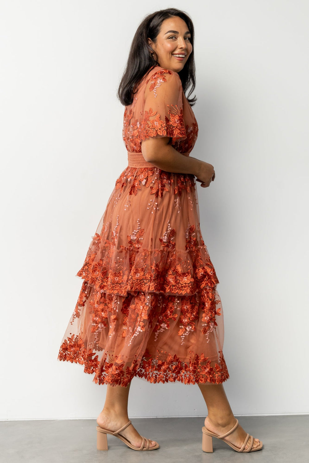Lotte Embroidered Midi Dress | Baltic Born Rust