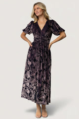 Dahlia Velvet Dress | Baltic Born Indigo + Purple Floral