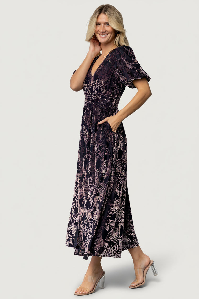 Dahlia Velvet Dress | Baltic Born Indigo + Purple Floral