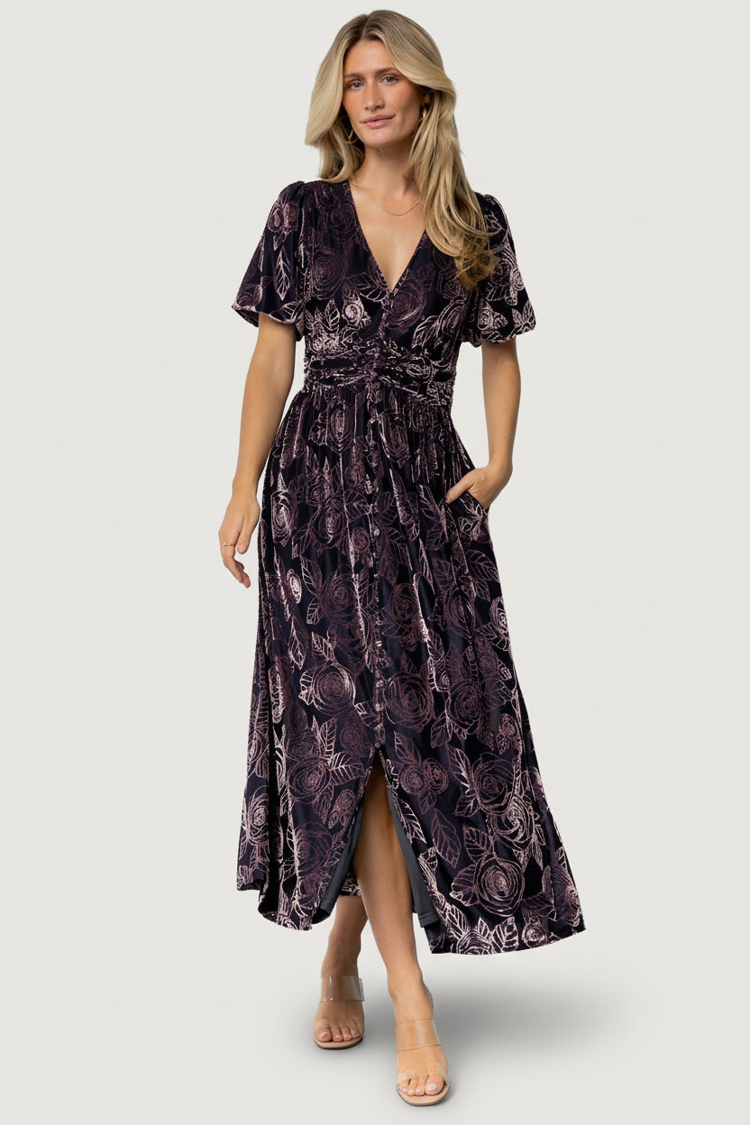 Dahlia Velvet Dress | Baltic Born Indigo + Purple Floral