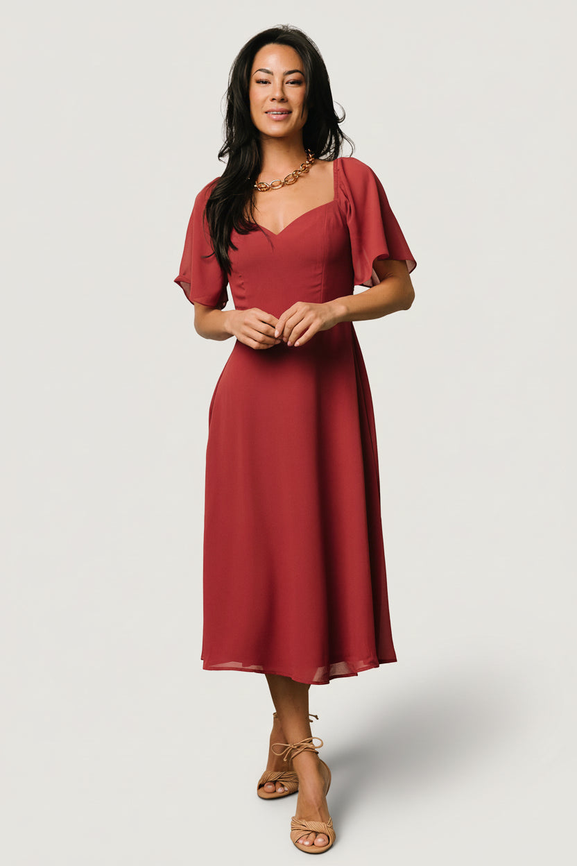 Colette Sweetheart Midi Dress | Baltic Born Terracotta