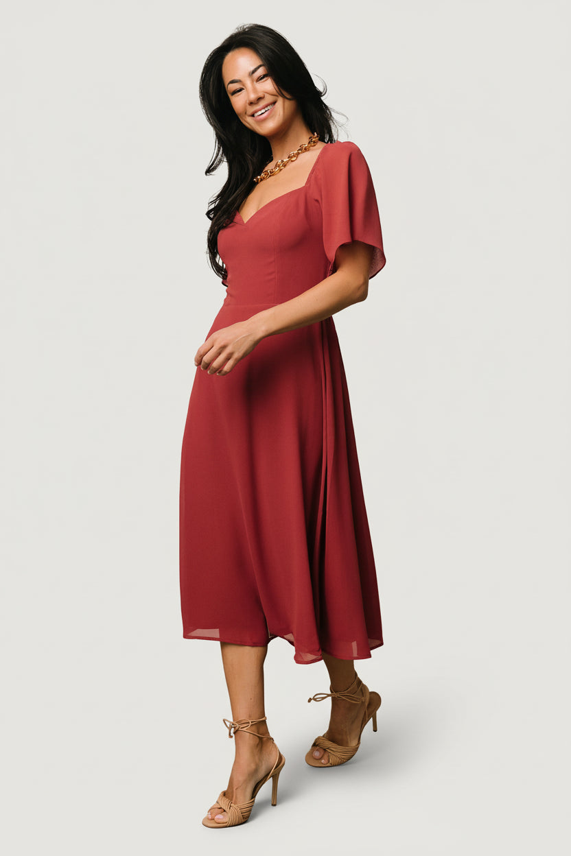 Colette Sweetheart Midi Dress | Baltic Born Terracotta