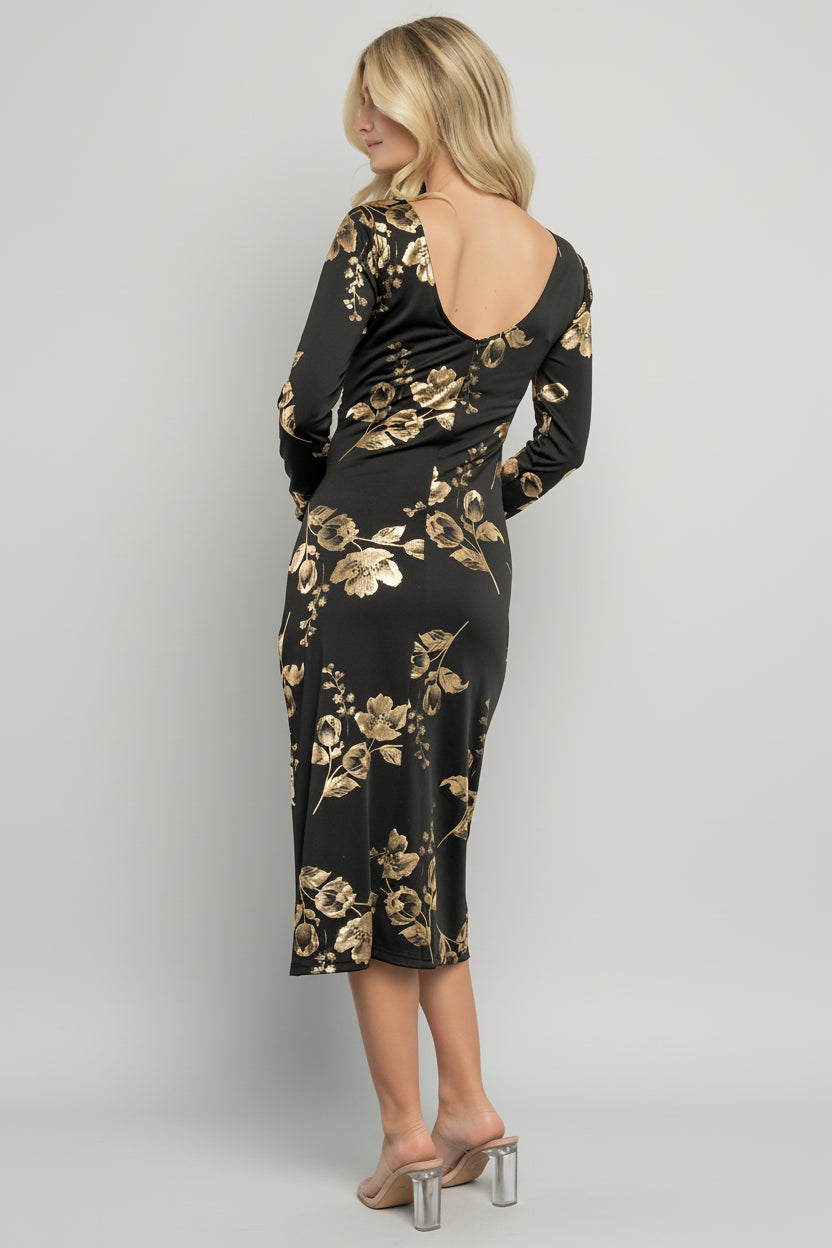 Valeria Midi Dress | Baltic Born Black + Gold