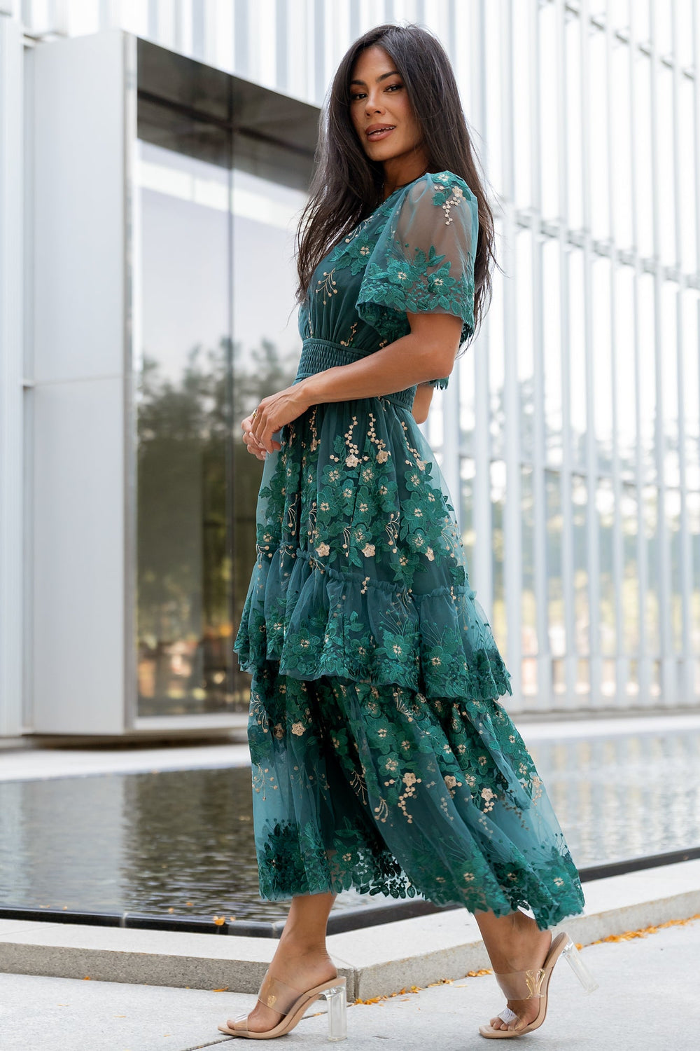 Lotte Embroidered Midi Dress | Baltic Born Emerald