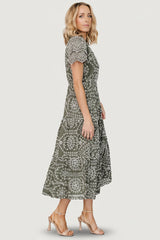 Mirabel Eyelet Midi Dress | Baltic Born Olive + White