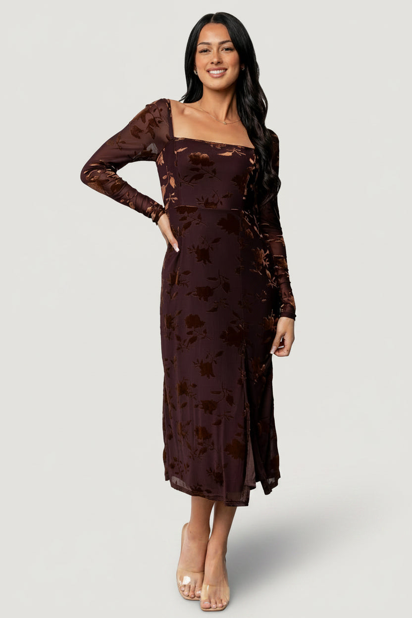 Tamara Midi Dress | Baltic Born Deep Plum + Dark Bronze Floral