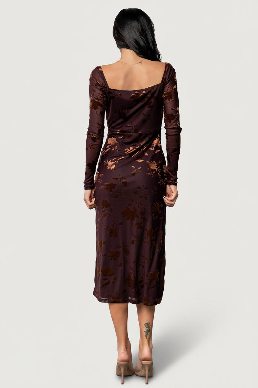 Tamara Midi Dress | Baltic Born Deep Plum + Dark Bronze Floral