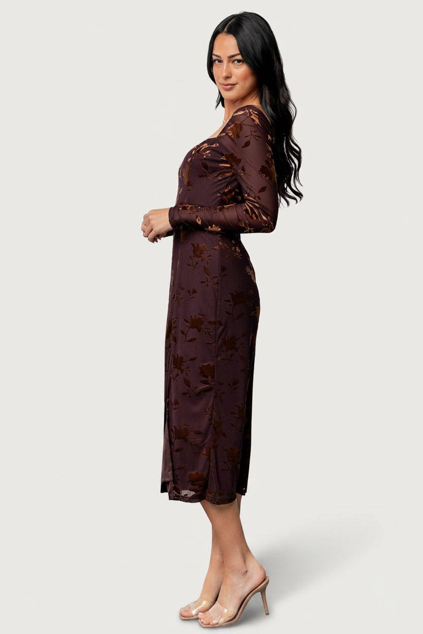 Tamara Midi Dress | Baltic Born Deep Plum + Dark Bronze Floral