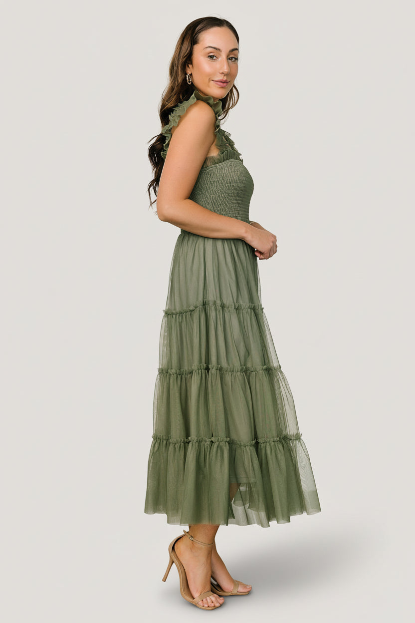 Emma Smocked Tulle Dress | Baltic Born Sage