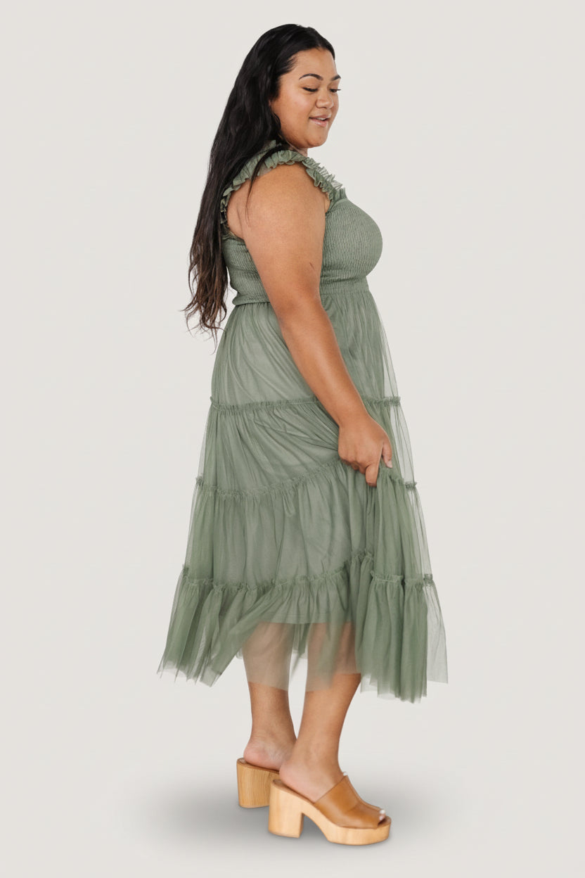 Emma Smocked Tulle Dress | Baltic Born Sage