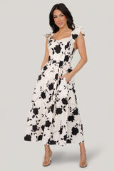 Bridget Midi Dress | Baltic Born Ivory + Black Floral