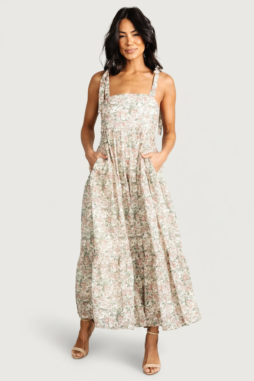 Lelisa Shoulder Tie Dress | Baltic Born Cream Floral