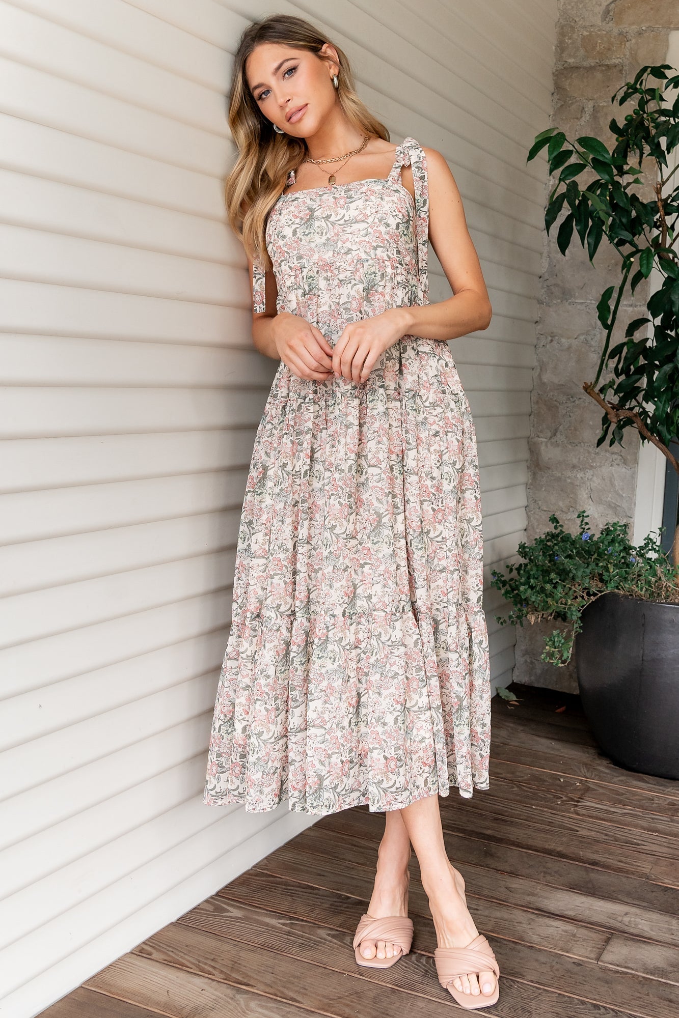 Lelisa Shoulder Tie Dress | Baltic Born Cream Floral