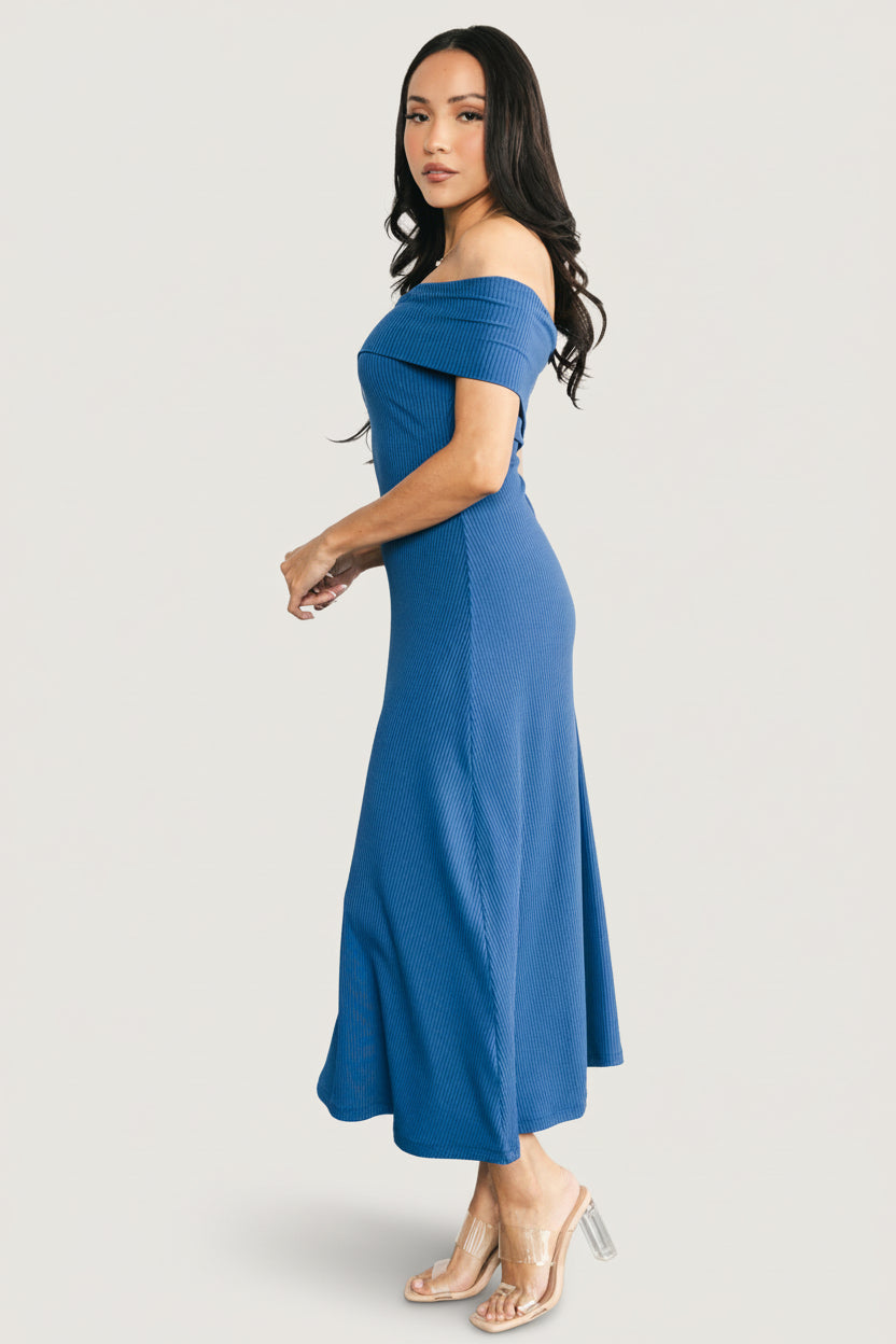 Kay Off Shoulder Midi Dress | Baltic Born Navy