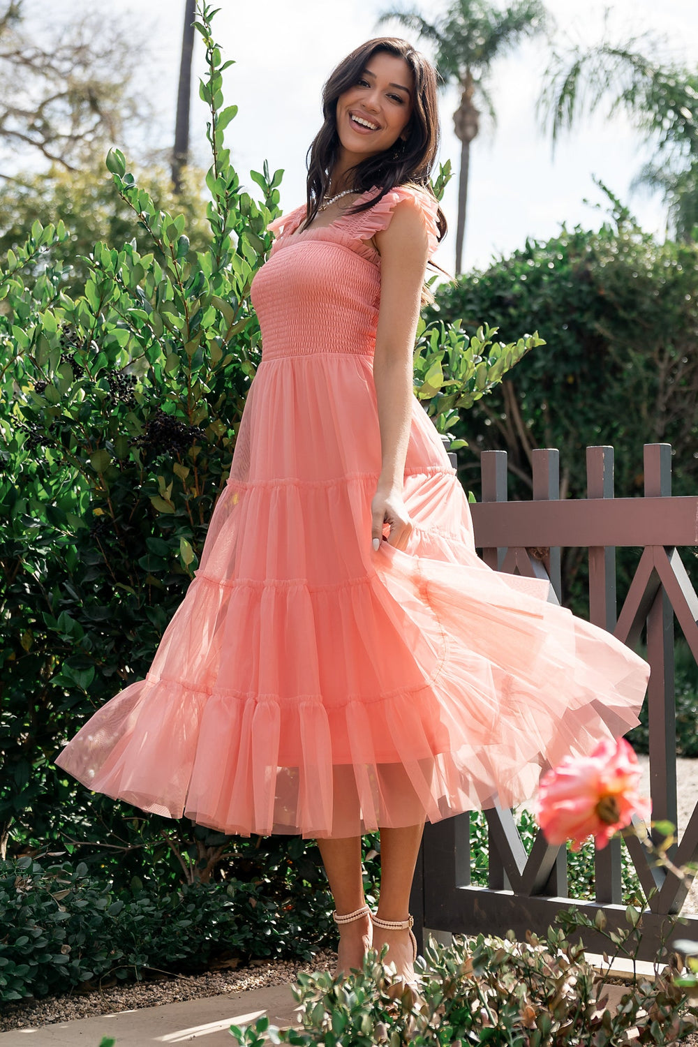 Emma Smocked Tulle Dress | Baltic Born Coral
