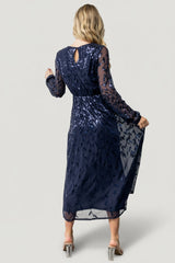 Kalla Sequin Midi Dress | Baltic Born Navy
