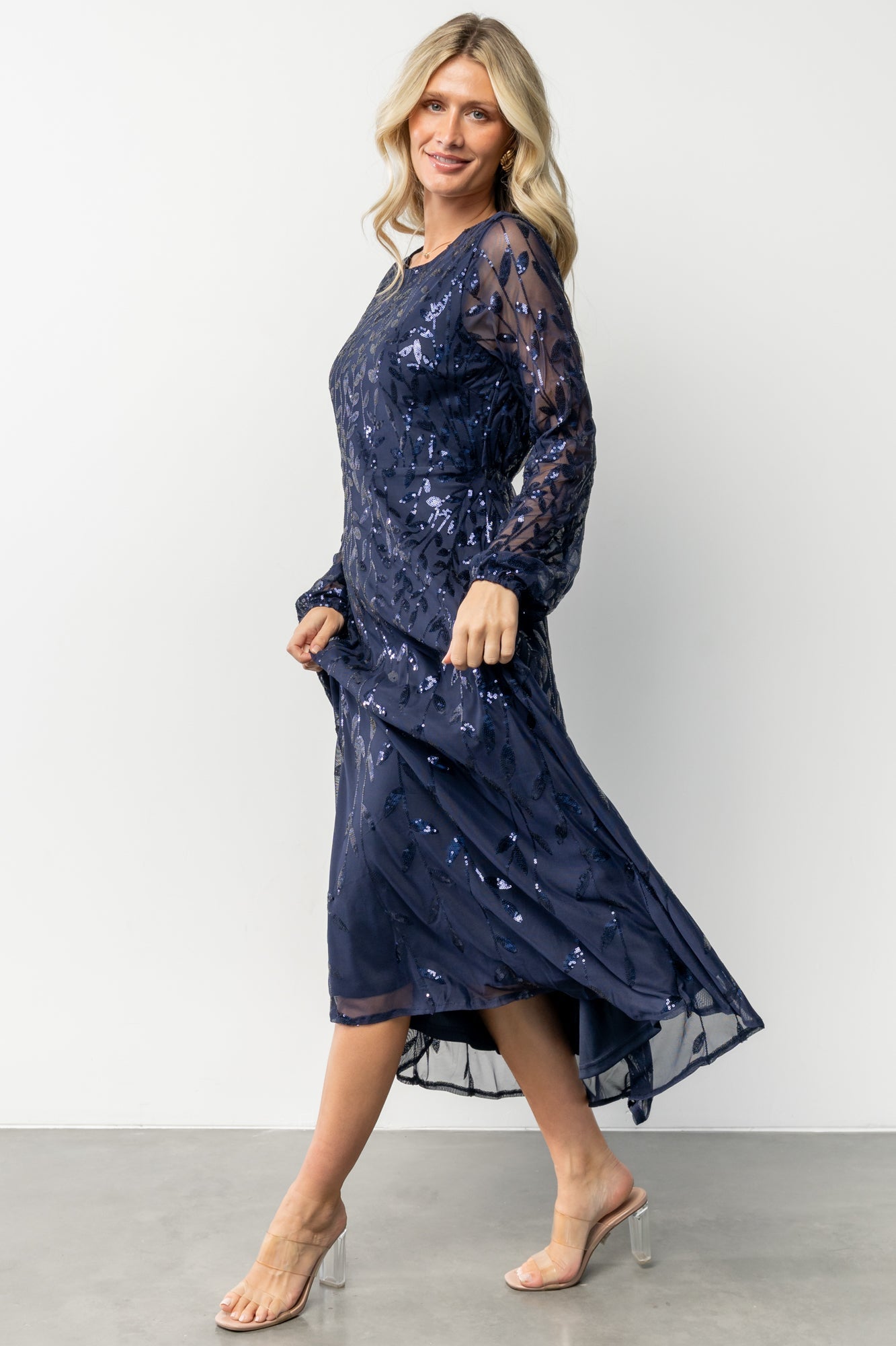 Kalla Sequin Midi Dress | Baltic Born Navy