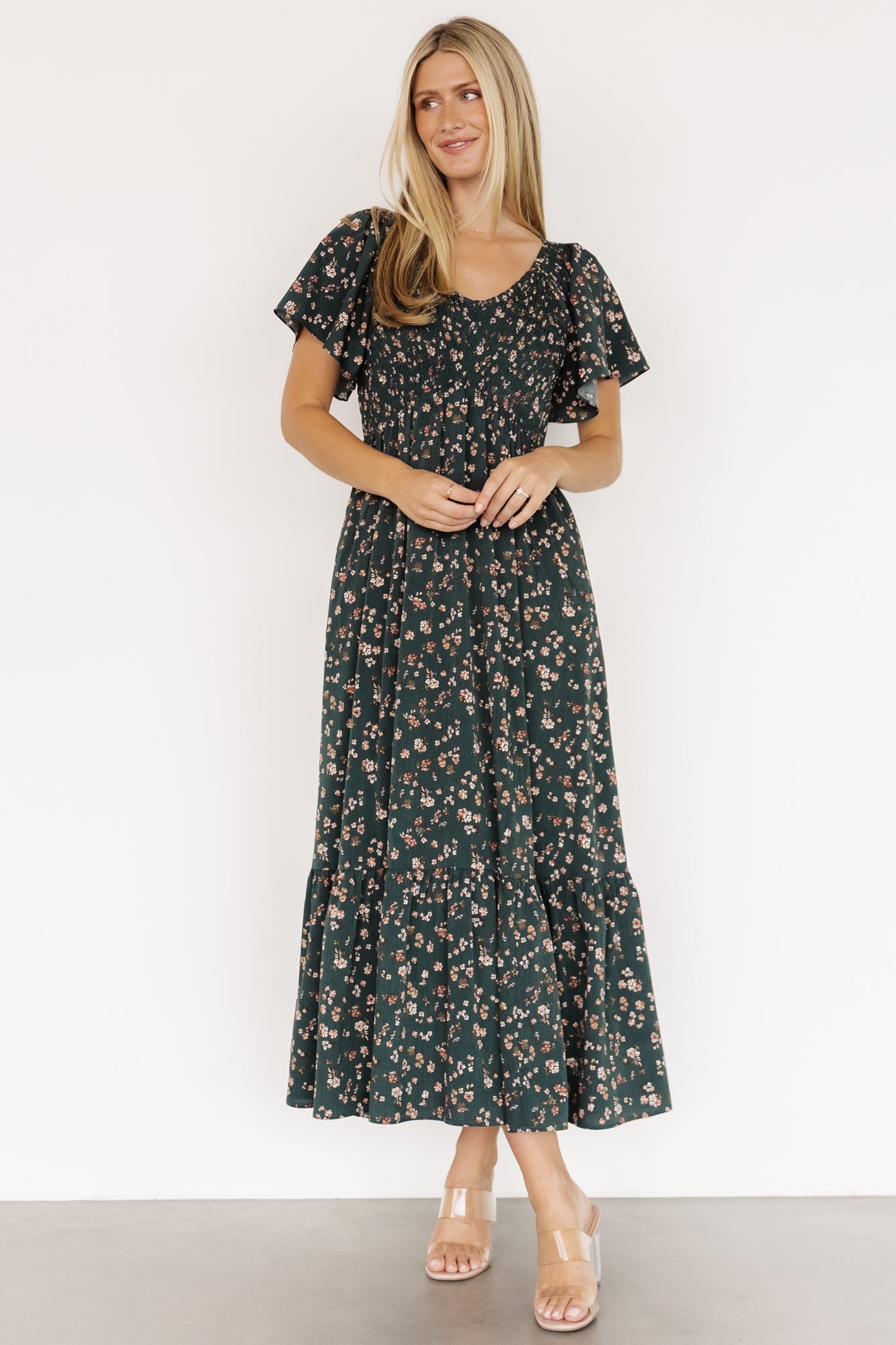 Jerah Smocked Dress | Baltic Born Deep Jade Floral
