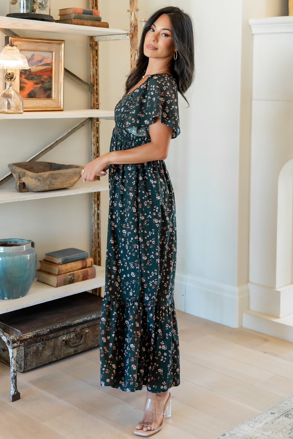 Jerah Smocked Dress | Baltic Born Deep Jade Floral