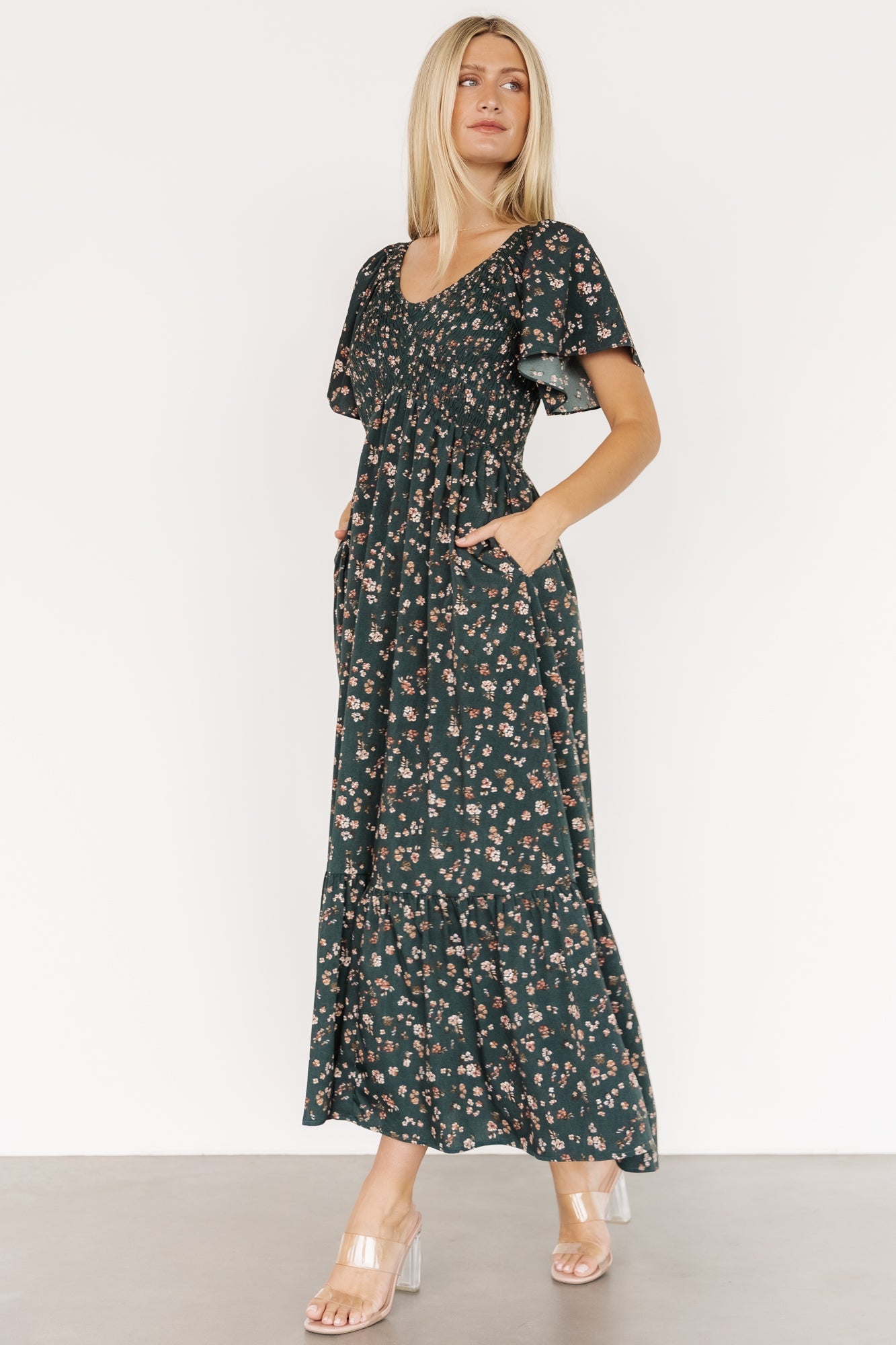 Jerah Smocked Dress | Baltic Born Deep Jade Floral