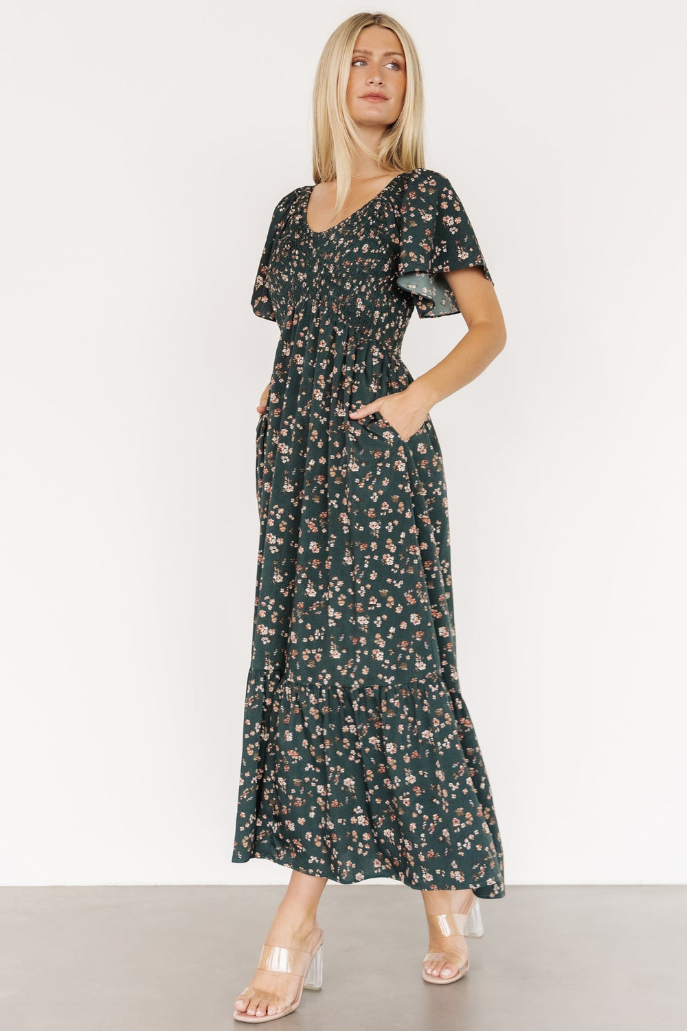 Jerah Smocked Dress | Baltic Born Deep Jade Floral