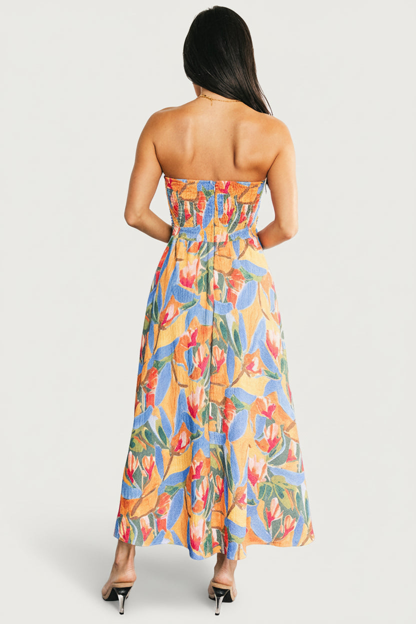 Solana Strapless Midi Dress | Baltic Born Blue Multi