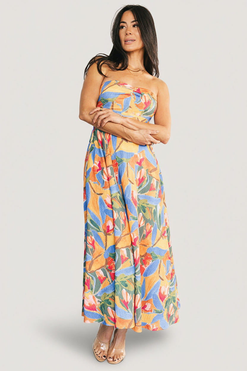 Solana Strapless Midi Dress | Baltic Born Blue Multi
