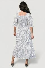 Tulsa Smocked Dress | Baltic Born Off White + Blue