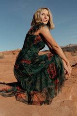 Clementine Tulle Midi Dress | Baltic Born Dark Green Floral