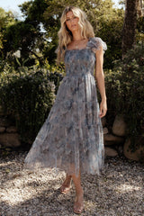 Clementine Tulle Midi Dress | Baltic Born Dusty Blue Floral